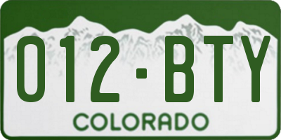 CO license plate 012BTY