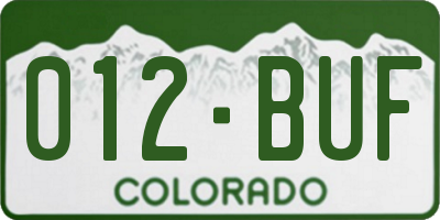 CO license plate 012BUF