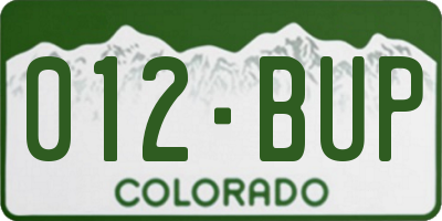 CO license plate 012BUP