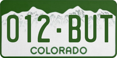 CO license plate 012BUT