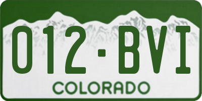 CO license plate 012BVI