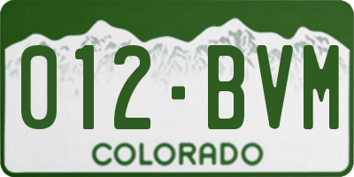 CO license plate 012BVM