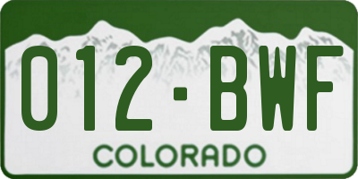CO license plate 012BWF