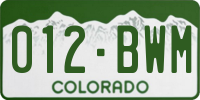 CO license plate 012BWM