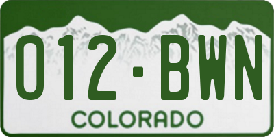 CO license plate 012BWN