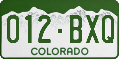 CO license plate 012BXQ