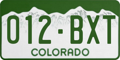 CO license plate 012BXT