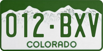CO license plate 012BXV
