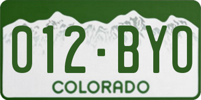 CO license plate 012BYO