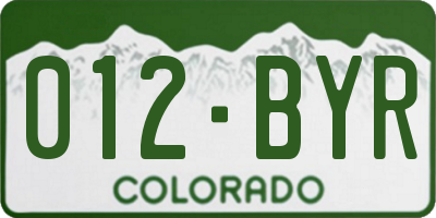 CO license plate 012BYR