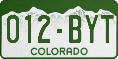 CO license plate 012BYT