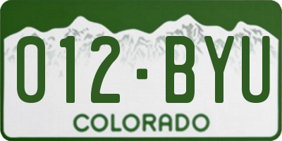 CO license plate 012BYU