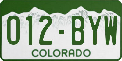 CO license plate 012BYW