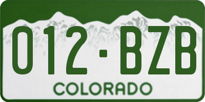 CO license plate 012BZB