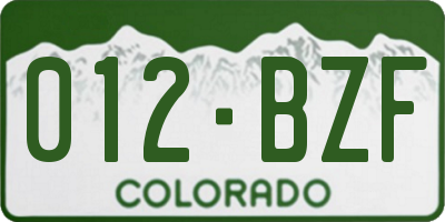 CO license plate 012BZF