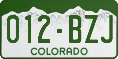 CO license plate 012BZJ
