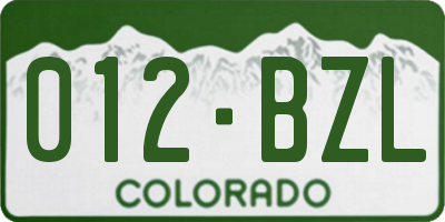CO license plate 012BZL