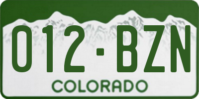 CO license plate 012BZN