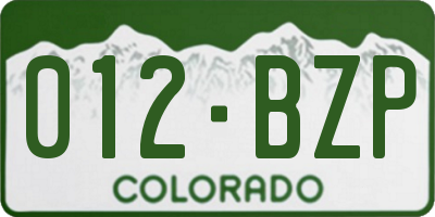 CO license plate 012BZP