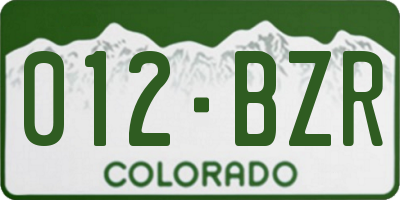 CO license plate 012BZR