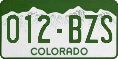 CO license plate 012BZS