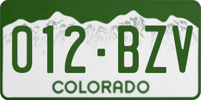 CO license plate 012BZV