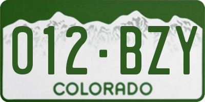 CO license plate 012BZY