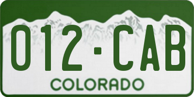 CO license plate 012CAB
