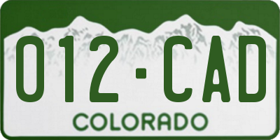 CO license plate 012CAD