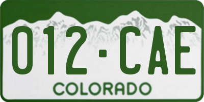 CO license plate 012CAE