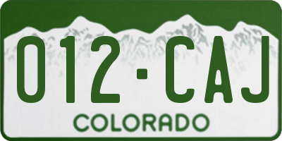 CO license plate 012CAJ