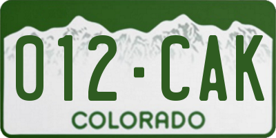 CO license plate 012CAK