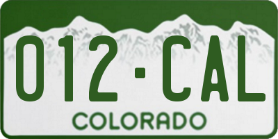 CO license plate 012CAL