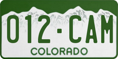 CO license plate 012CAM