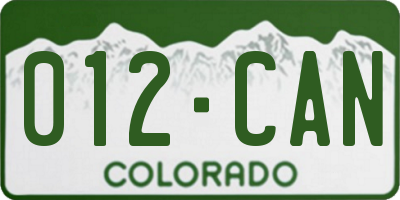 CO license plate 012CAN
