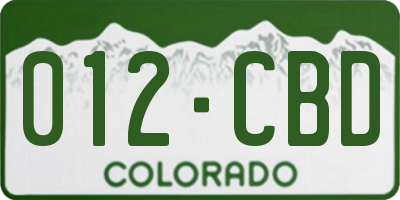 CO license plate 012CBD