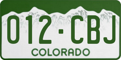 CO license plate 012CBJ