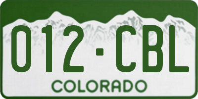 CO license plate 012CBL