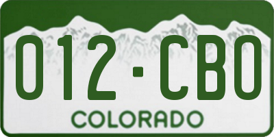 CO license plate 012CBO