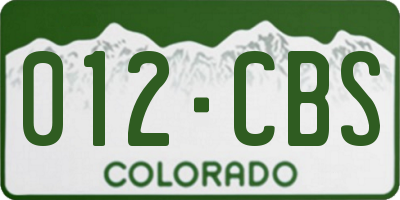 CO license plate 012CBS