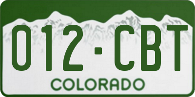 CO license plate 012CBT