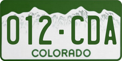 CO license plate 012CDA