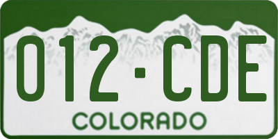 CO license plate 012CDE