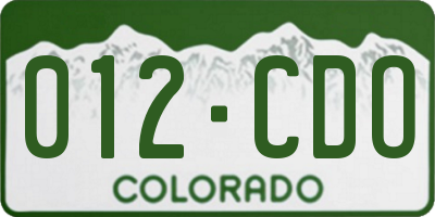 CO license plate 012CDO