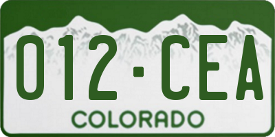 CO license plate 012CEA
