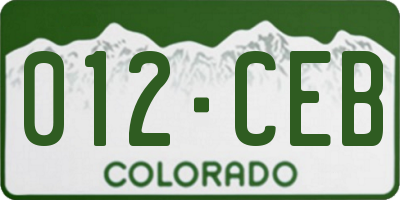 CO license plate 012CEB