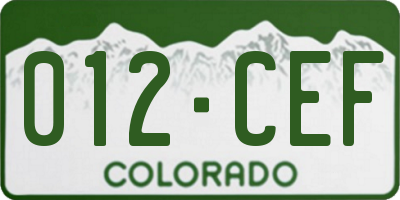 CO license plate 012CEF
