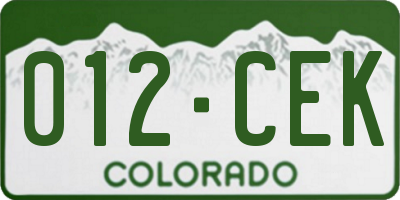 CO license plate 012CEK