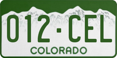 CO license plate 012CEL