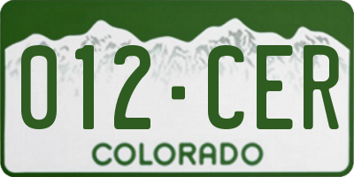 CO license plate 012CER
